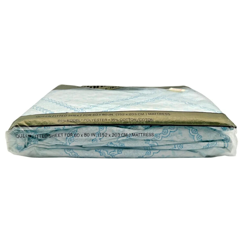 Vintage Springmaid QUEEN Fitted Sheet Audrey's Eyelet Percale Cottage Sealed NOS